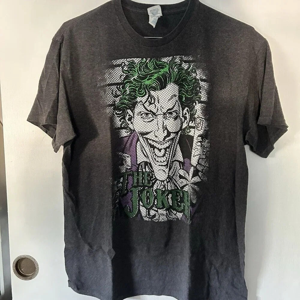 Batman Shirt Mens Large L Delta Pro Weight Tag Dc Comics Joker Gray‎ Green